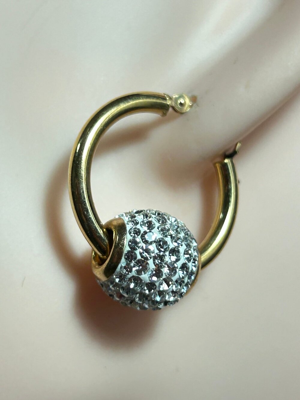 NWT 10k solid yellow gold cz charm hoop earrings removable charms fine jewelry